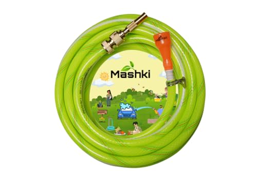 Mashki 1/2 Inch 3-Layered Braided Water Pipe With Metal Water Sprayer For Gardening, Car Washing, Home Use Floor Clean Etc (10 Meter (32.5 Feet))