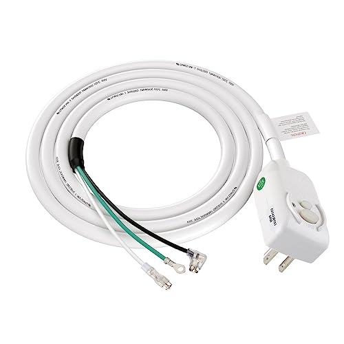 Wengart 120V 15 Amp LCDI Power Cord for Air Conditioner, 1800W Heavy Duty Replacement AC Cable with NEMA 5-15P Plug, Leakage Current Detection Interrupter, UL Listed, 7.2ft 14AWG Cord, White