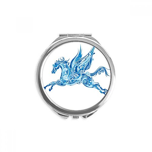 Miroir de poche cheval bleu 2,6x2,4 pouces pour retouches