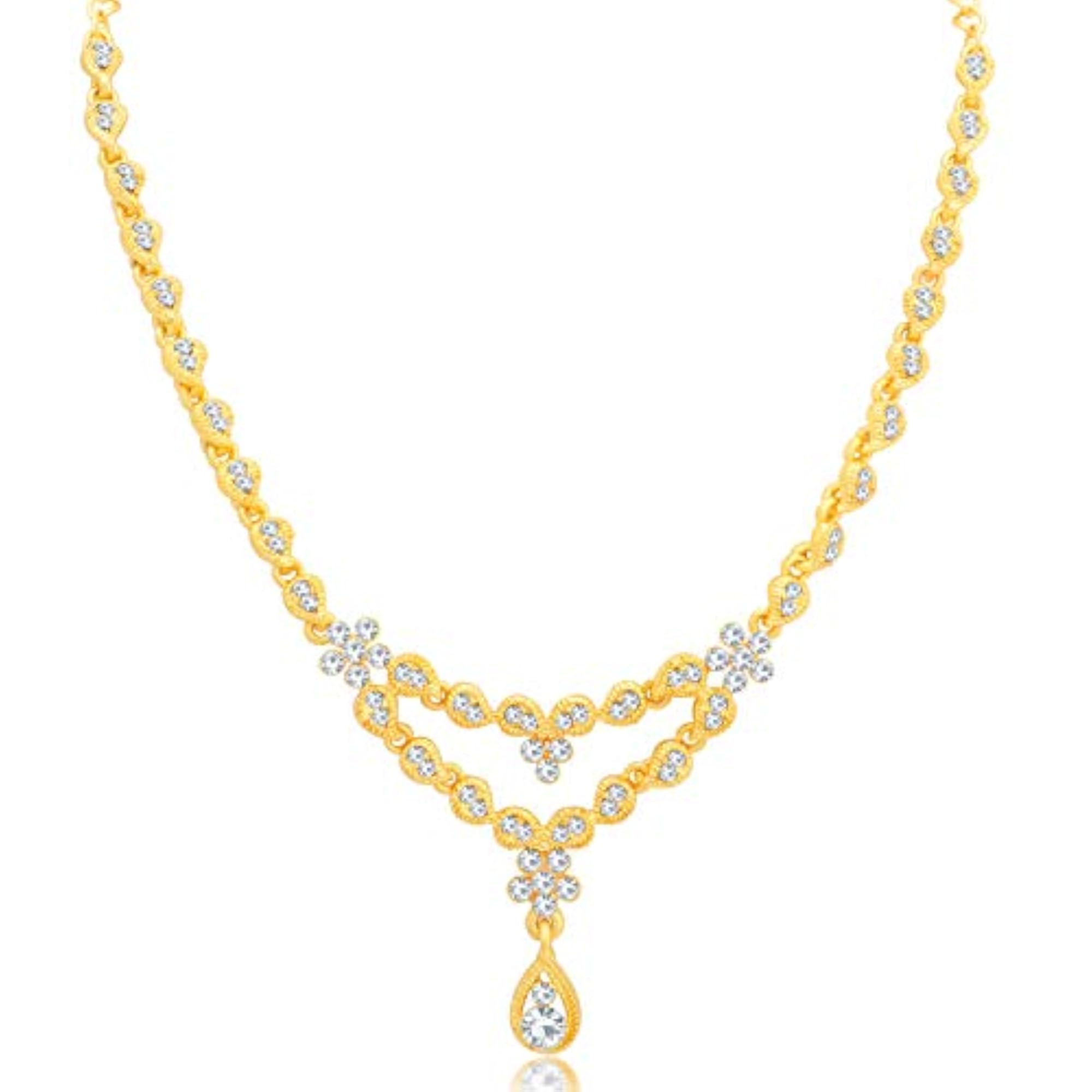 Charming Plated Wedding Jewellery Austrian Diamond Necklace Set