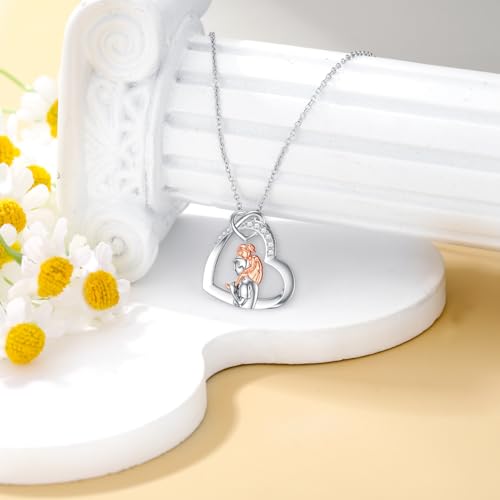 Diamond Father Daughter Necklace for Women 925 Sterling Silver Heart Pendant Necklaces with Lab Grown Diamond Jewelry Gifts for Daughters2