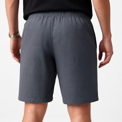 Image of Vogaan Men's Casual Slim Fit Shorts | Stylish Knee-Length Shorts with Elastic Waist | Summer Wear Short with Side Pockets for Gym Travel & Outdoor