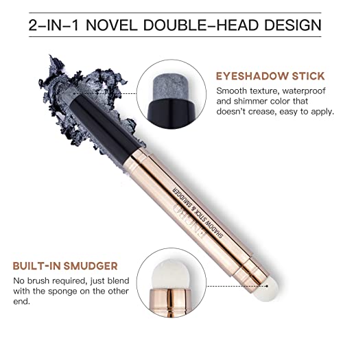 Lokfar Eye-Shadow Stick Makeup Cosmetics Eye Brightener Stick, Rotatable Cream Eye Shadow Pencil, Glitter Shimmer Eyeshadow Stick With Soft Brush For Eye Makeup (10# Silver Gray Shimmer) #TOP2