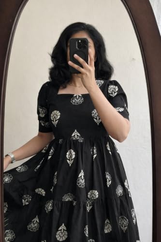 Image of Women's Rayon Printed A-Line Kurti Midi Dress