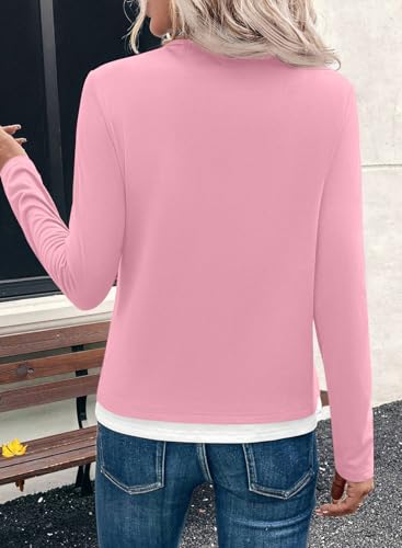 SHEWIN Women's Fall Fashion Casual Crewneck Color Block T Shirts Long Sleeve Tops Basic Tees Slim Fit4