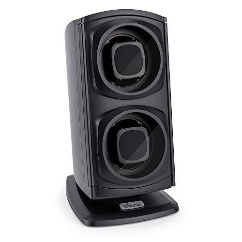 Versa [Newly Upgraded] Automatic Double Watch Winder in Black - New Direct Drive Motor, Independently Controlled Settings, 12 Different Settings, Adjustable Watch Pillows - No Magnets