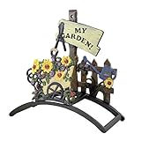 Ferrestock FSKPM010 Portamangueras vintage de Pared Modelo Floral Decorativo Fabricado de Hierro Forjado Pintado a Color con Espacio Suficiente para enrollar una Manguera, Multicolor