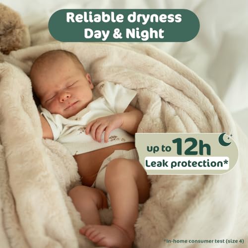 Image of Naty BioEmbrace Baby Newborn Diapers, Size 1 (4-11 lbs), 100 Count | Hypoallergenic for Sensitive Skin, Up to 12 Hour Leak Protection, Absorbent, Plant-based teddy softness, Premium comfort