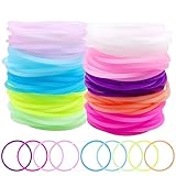 120 Pieces Jelly Silicone Bracelet 80s Accessories For Women Stretchable Bracelets Bulk Bands Hair Ties Birthday Favor For Girls Jelly Bracelets 80'S Disco Party Favors Halloween Christmas Party Gifts