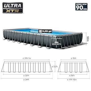INTEX 26373EH Ultra XTR 32ft x 16ft x 52in Above Ground Swimming Pool Set with Sand Filter Pump and Deluxe Maintenance Cleaning Kit