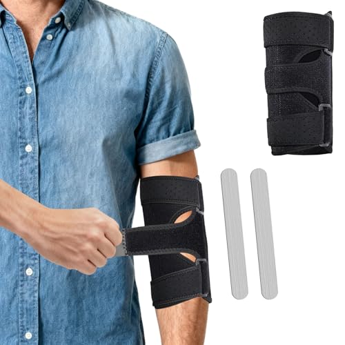 Othrion 1PCS Elbow Support,Elbow Brace,Cubital Tunnel Brace with Removable Metal Splints, Elbow Splint for Fractures,Tennis Elbow,Tendonitis,Night Sleeping,Women & Men