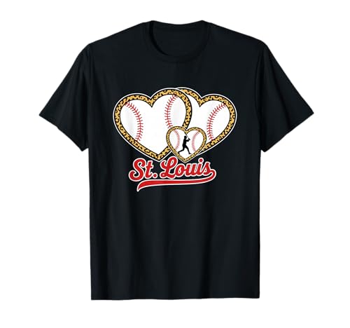 St. Louis Leopard Heart Baseball Batter Boys Fan T-Shirt