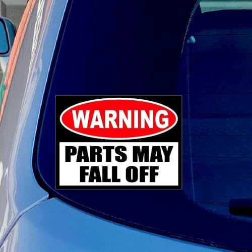 2Packs Funny Parts May Fall Off Warning Sticker Decal, 6" x 4.5" Vinyl Mechanic Car Truck Decal for Window, Bumper, Toolbox or Garage image 4