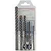 Fischer Kit 5 Punte Trapano D-SDX Quattro Taglienti, 5-6-8-10-12 mm, per Fori Definiti e Circolari su Muro e Pietra, Placca in Carburo di Tungsteno, attacco Cilindrico (non SDS)
