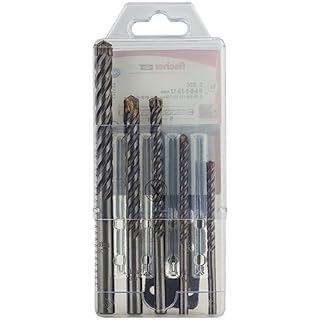Fischer Kit 5 Punte Trapano D-SDX Quattro Taglienti, 5-6-8-10-12 mm, per Fori Definiti e Circolari su Muro e Pietra, Placca in Carburo di Tungsteno, attacco Cilindrico (non SDS)