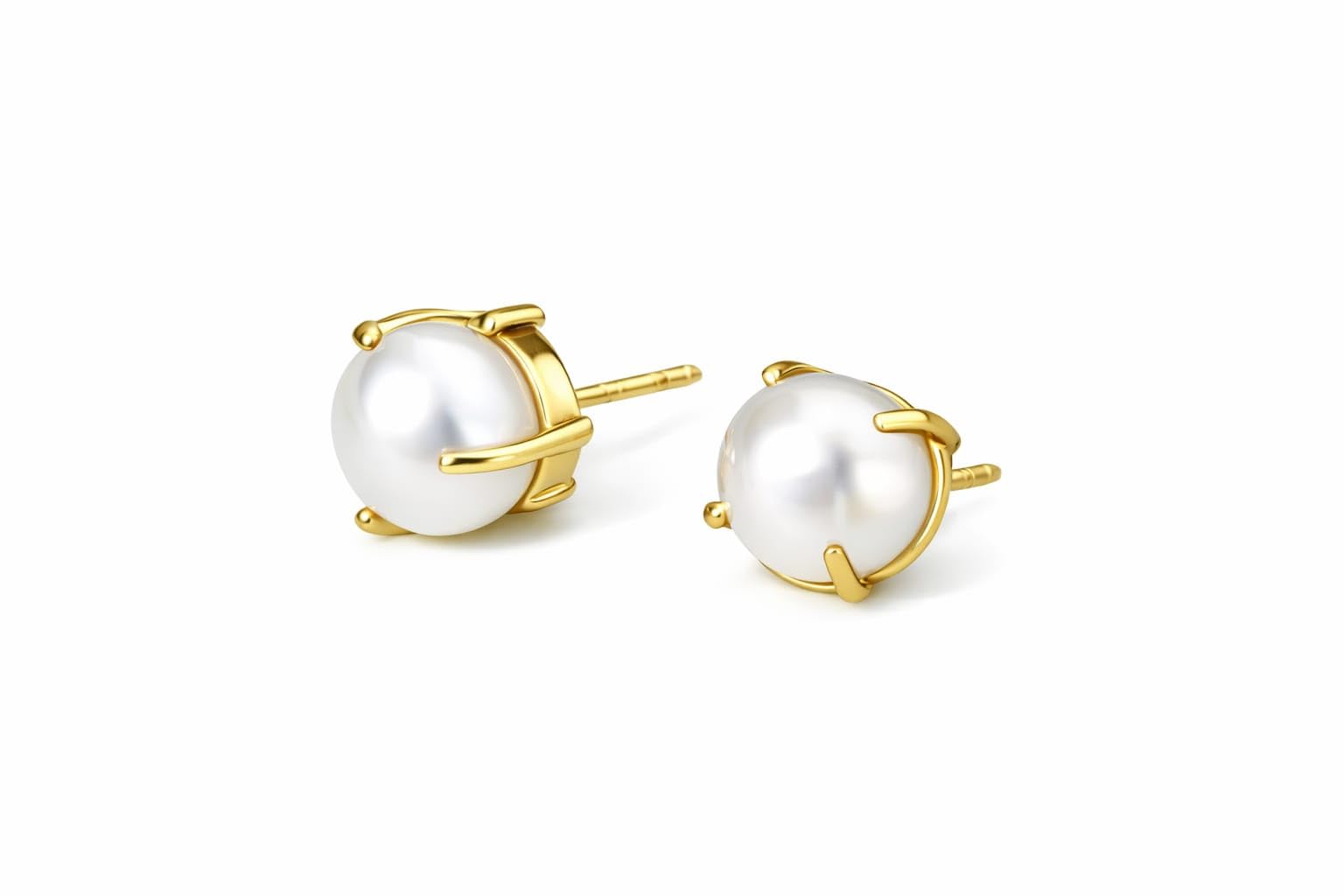 Shivomay Classic Fresh Water Natural Pearl Stud Earrings for Women | Gold Plated Minimal Round Fresh Water Natural Pearl Tops | Elegant Everyday Wear Jewellery
