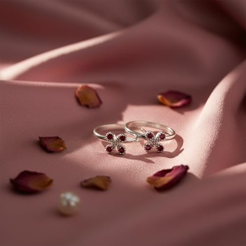Image of SATKOTI 925 Silver Toe Rings for Women | Adjustable Pure Metal Bichiya with AAA Quality CZ Stone| BIS Hallmarked Jewelry with Authenticity Certificate | Pair of 2 Metti