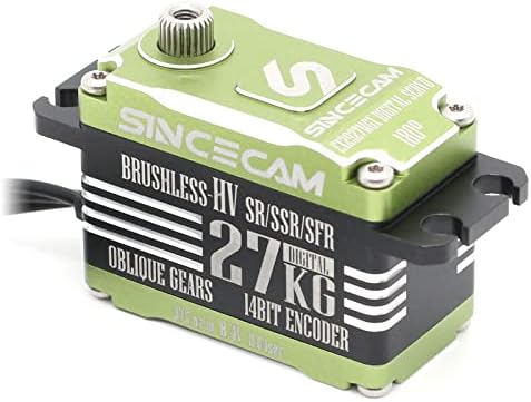Sincecam 27kg Low Profile Waterproof High Speed 0.04Sec Servo 8.4V Brushless Servo Motor Metal Oblique Gear 180° Steering Servo All Aluminum Case Rc Servo for 1/10 1/12 Rc Speed car Racing car