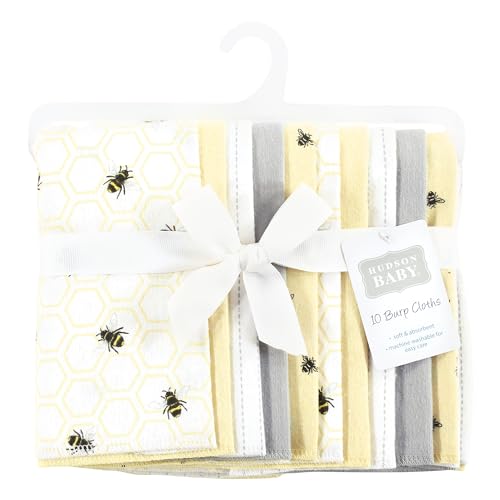 Image of Hudson Baby Unisex Baby Flannel Burp Cloth 10pk, Honey Bee, One Size