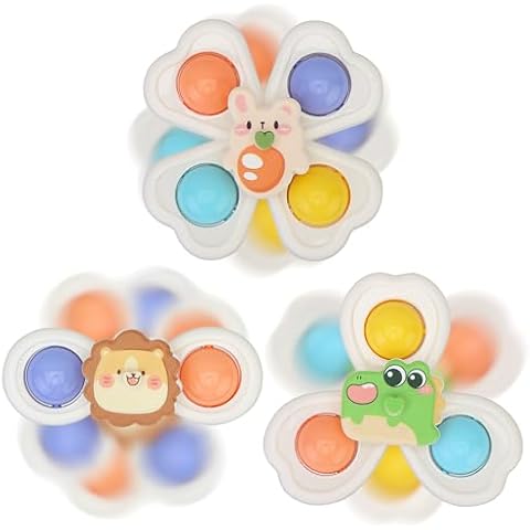 Baby Spinning Toy with Suction Cups, Fidget Toy with Animatronic 3D Design for Kids and Toddlers (Zoo) Cover