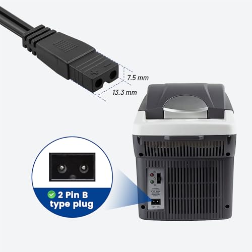 Image of Anina Mini Fridge 12V DC 2 Pin Power Cord for Mobicool Wagan NFA Car Cooler Box Refrigerator Freezers Charger Replacement 6.6 FT