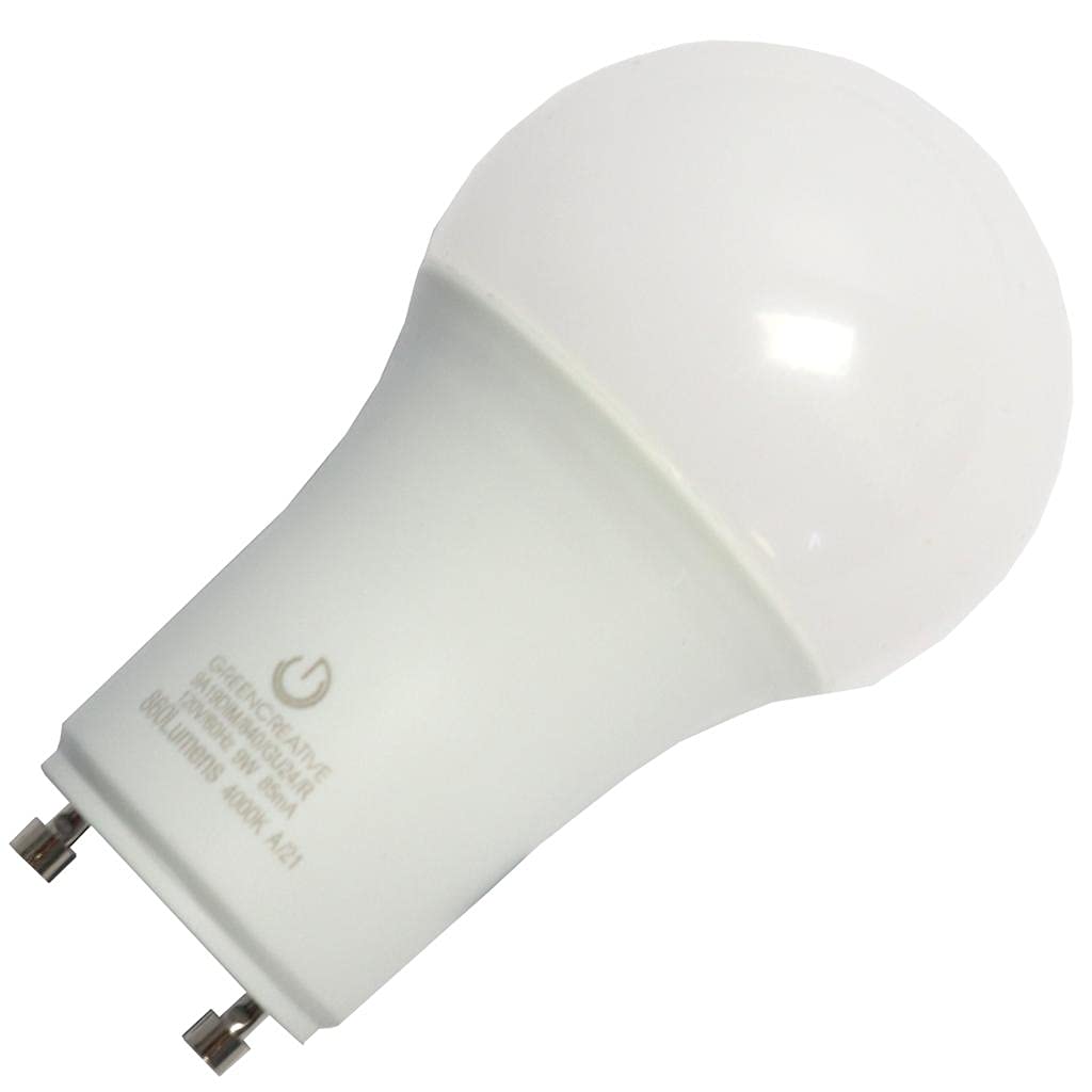 Green Creative 97910 A19 LED Lightbulb, 4000K (Daylight White), Dimmable, 9W, 850 lm, Energy Star, Fully Omni