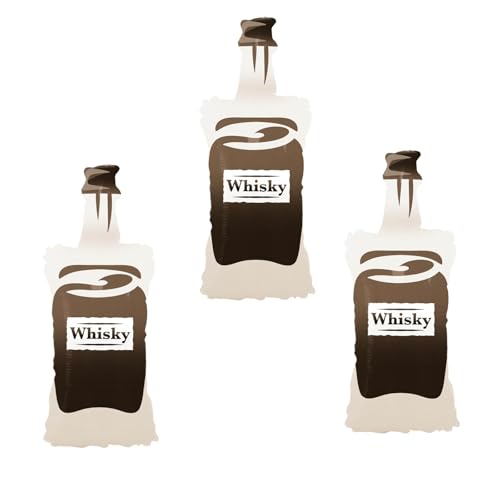 Whiskey Bottle Balloons Pack of 3 Whisky Foil Balloon for Beer Themed Birthday Party Decoration Baby Shower Engagement Decoration Supplies