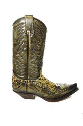 Sendra Botas de vaquero 3241 Antiguo piel de serpiente incl. Roy Dunn 's piel grasa y Sacabotas, color Negro, talla 46 EU