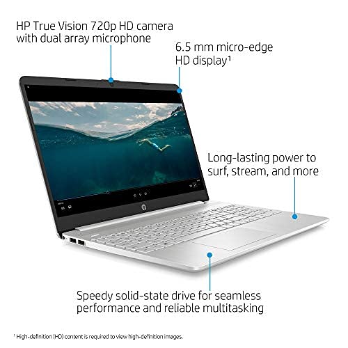 2021 Hp 15.6" Hd Led Laptop Pc, Intel Core I3-1005G1 Processor, 8Gb Ram, 256Gb Ssd, Wi-Fi 5, Hdmi, Webcam, Bluetooth, Windows 10 S, Natural Silver, W/ Ift Accessories #TOP1