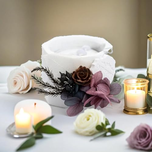 Bougie octogonale en cire de soja coulée main avec de vraies fleurs séchées