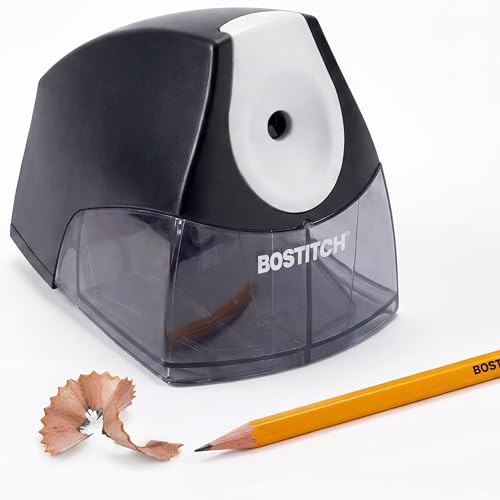 Bostitch Office Electric Pencil Sharpener for Classroom & Desk Use, Heavy-Duty Stall-Free Motor, High-Capacity Shavings Tray, Black