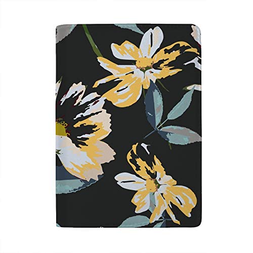 Étui pour passeport et cartes de voyage en cuir PU rigide motif floral 6.5 x 4.5 Pouces