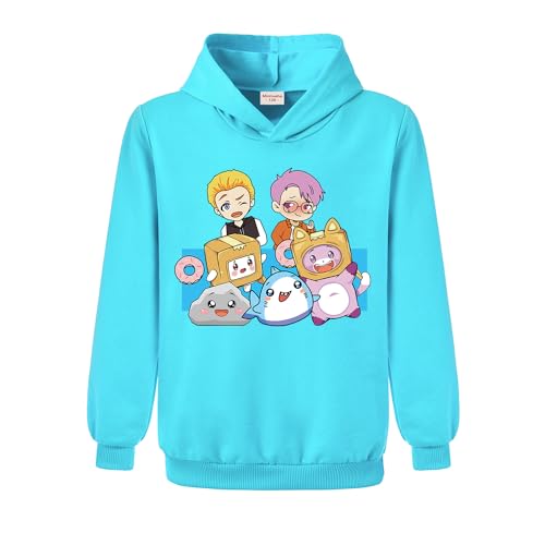 Minhuaha Foxy and Boxy Hoodie Girls Boys Cartoon Prints Cotton Jumper Unisex Kids Sweatshirts (Light Blue 7-8 Years 7 Years 8 Years)