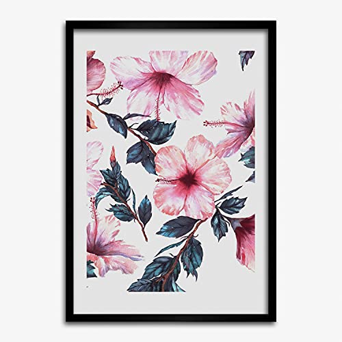 Cadre en Bois 50x70 cm Tulup pour Décoration Salon Moderne avec Motif Fleur de Hibiscus