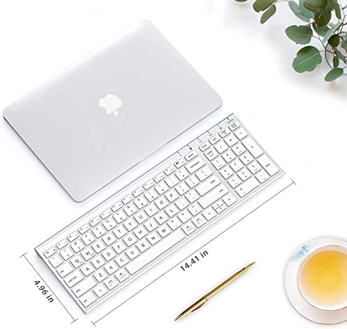 Iclever Wireless Keyboard Gka22S Rechargeable Keyboard With Number Pad, Full-Size Stainless Steel Ultra Slim Keyboard, 2.4G Stable Connection Wireless Keyboard For Imac, Mackbook, Pc, Laptop #TOP5