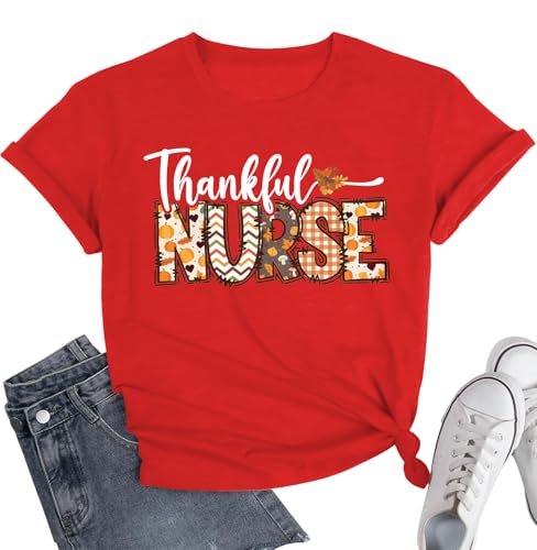 Image of Women Nurse Shirts Nursing Life Letter Short Sleeve Register Nurses Inspirational Tee