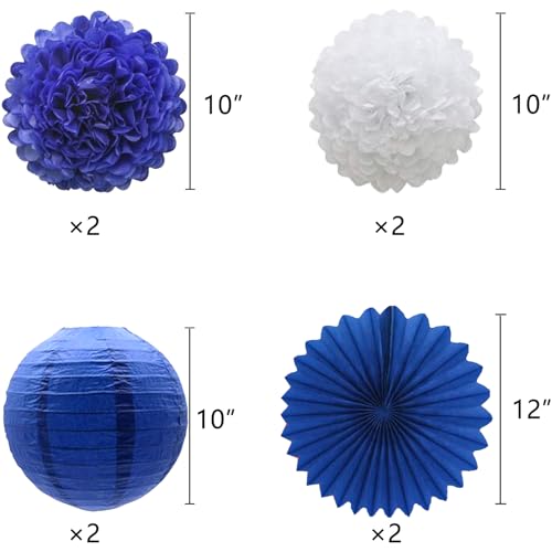 Image of Blue Graduation Party Decoration Class Banner Hanging Pom Poms Flowers High School College Grad Supplies