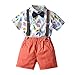 GOUWUCHE Ensemble de vêtements pour bébé garçon - Chemise à manches longues + bretelles - Costume de gentleman - Tenue de mariage - Ensemble pantalon et t-shirt, Orange, 12 mois