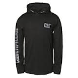 Caterpillar mens Upf Hooded Banner Long Sleeve Shirts With Upf 50 Protection, Moisture Control and Cat Logo on Sleeve
