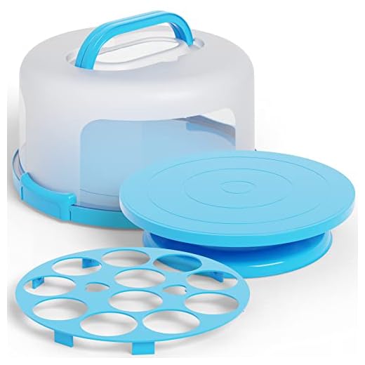 Cake Cupcake Carrier with Lid and Handle + Cake Stand Plate with Dome | 10" Round Cake Container Holder with Cover | Plastic Pie Carrier Cake Storage Container | Bunt Keeper Platter Tray for Transport