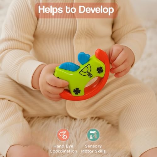 Image of Storio Baby Rattle Gift Set | Newborn Sensory Toys for 0-12 Months | 6 Pc Rattle Set with Teether | Ideal Baby Shower Gift for Boys & Girls | Multicolor