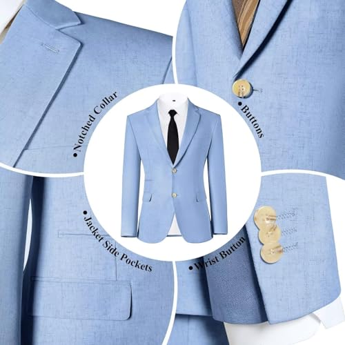 Mens Suits Linen Casual Blazer Lightweight Linen Sport Coat Two Button Men Suit Jacket for Wedding Prom Party HRX394