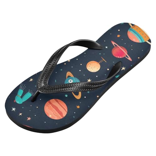 Space Planets Rocket Beach Summer Casual Flip Flop Sandals Non-Slip Quick Dry for Women Men 214B2562