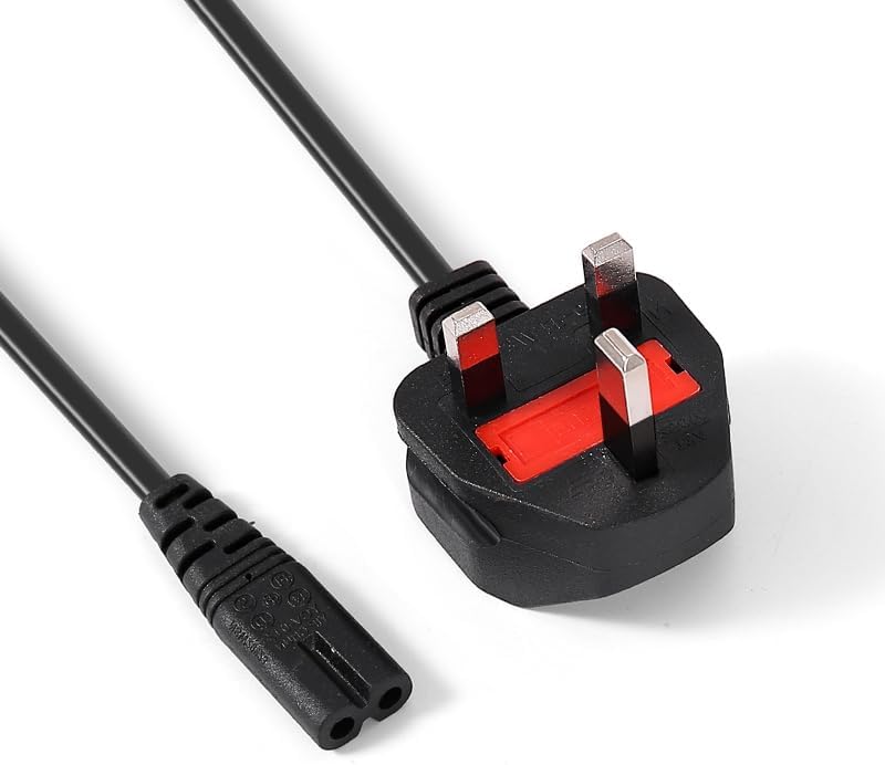 2 Pin Mains Power Lead Figure 1.5 Meter 8 IEC C7 Cable for Samsung LG Sony Sharp LED TV, PS4 PS3 and HP ENVY/OfficeJet, Canon Brother, Dymo LabelWriter Printer （1.5m / 5FT）