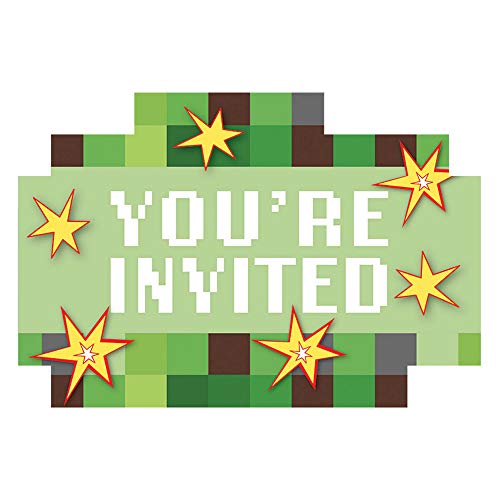 Postal invitar TNT parte Amscan 491778 tarjeta cumpleanos pixelados