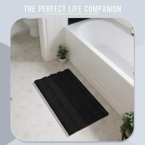 Yimobra Bathroom Rug Mat 36 x 24, Non Slip and Super Absorbent Bath Mat,Machine Washable Quick Dry,Ultra Plush Chenille Shower Rugs for Bathroom Floor Sink Tub and Shower Outside,Black by Yimobra - Image 7