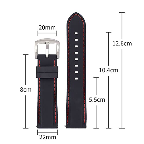 ZXF Horlogebanden, 16mm 18mm 20mm 22mm 24mm Sport Siliconen Watch Band Universele Quick Release Polsband Band Bracelet (Band Color : Red B, Band Width : 18mm) - Afbeelding 8