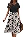 Zeagoo Midi Dresses for Women Casual Summer Dress 2025 Women Short Sleeve Sundress Ladies Floral Print Boho Dress A-Line Dress Black-Floral L