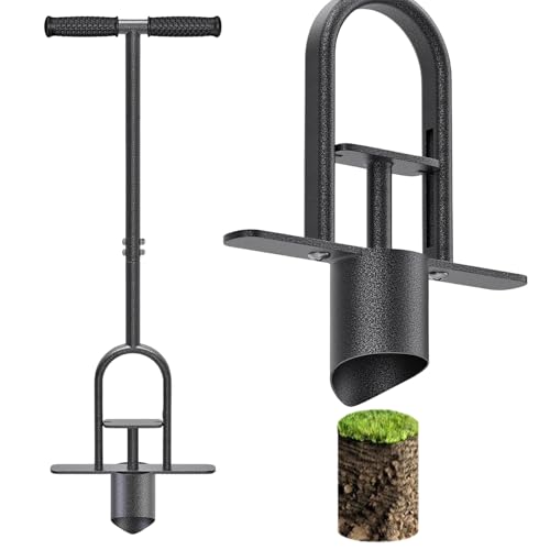 Blumenzwiebel Pflanzwerkzeug,Zwiebelpflanzer,87cm Pflanzhilfe Garten,Langstiel Federform Tulpen Narzissen Rasenlocher Ausstecher, 11.5cm Tiefe Einpflanzhilfe mit Auslöseautomatik für Verdichtete Erde