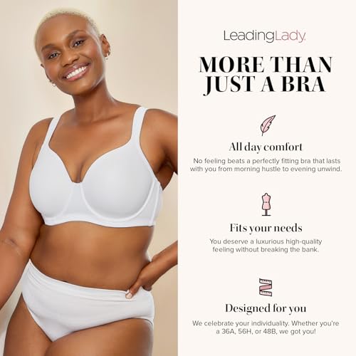 Image of Leading Lady, Brigitte Full Coverage, Underwire, Lightly Padded T-Shirt Bra, Side & Back Smoothing, Adjustable Straps,36A-54G